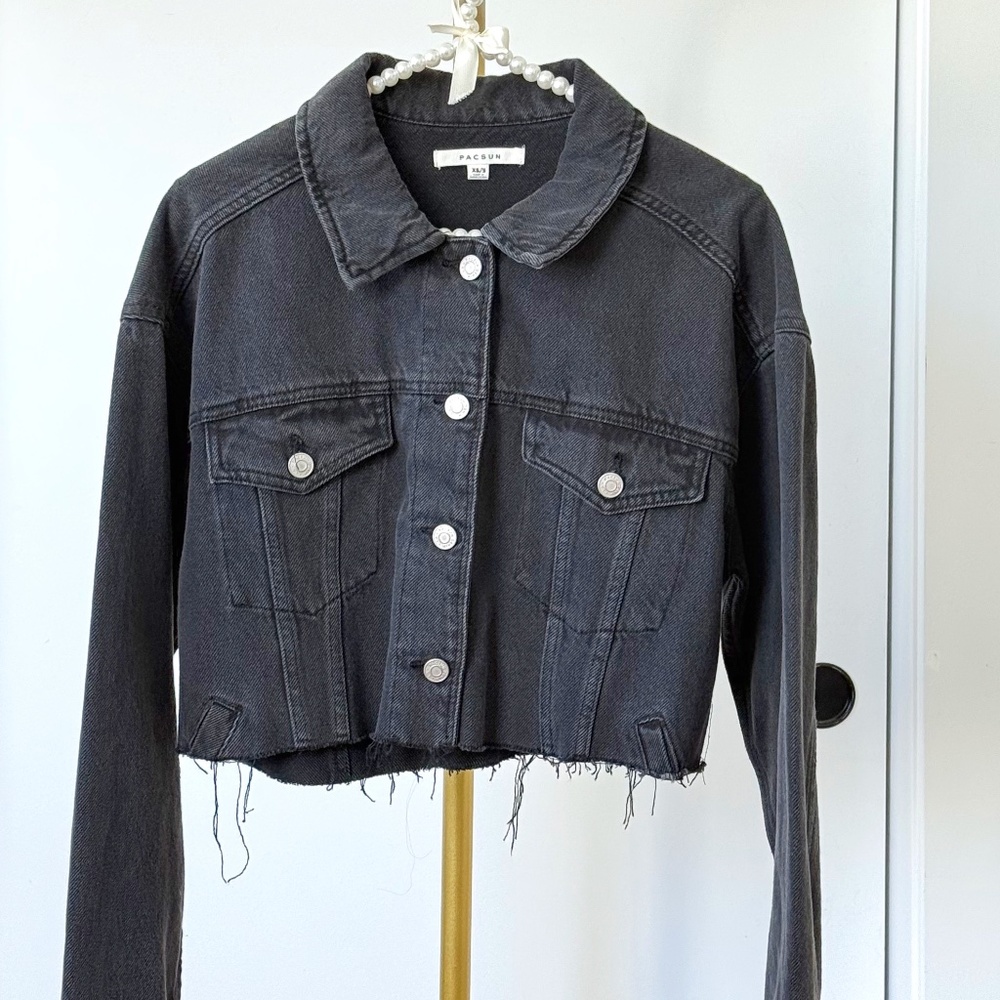 PacSun Cropped Black Denim Jacket